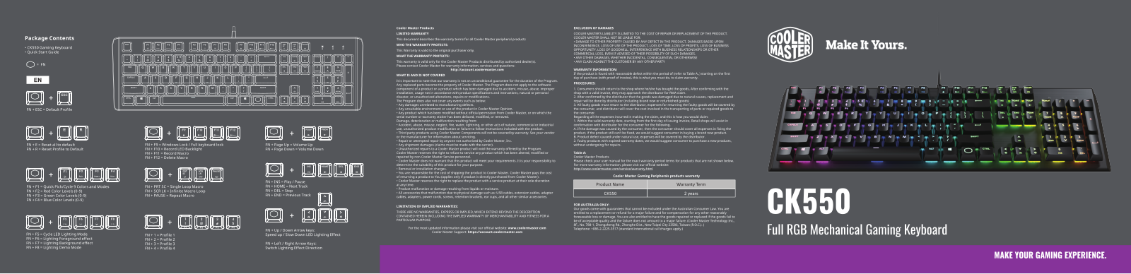 Cooler Master CK-550-GKGR1-US operation manual