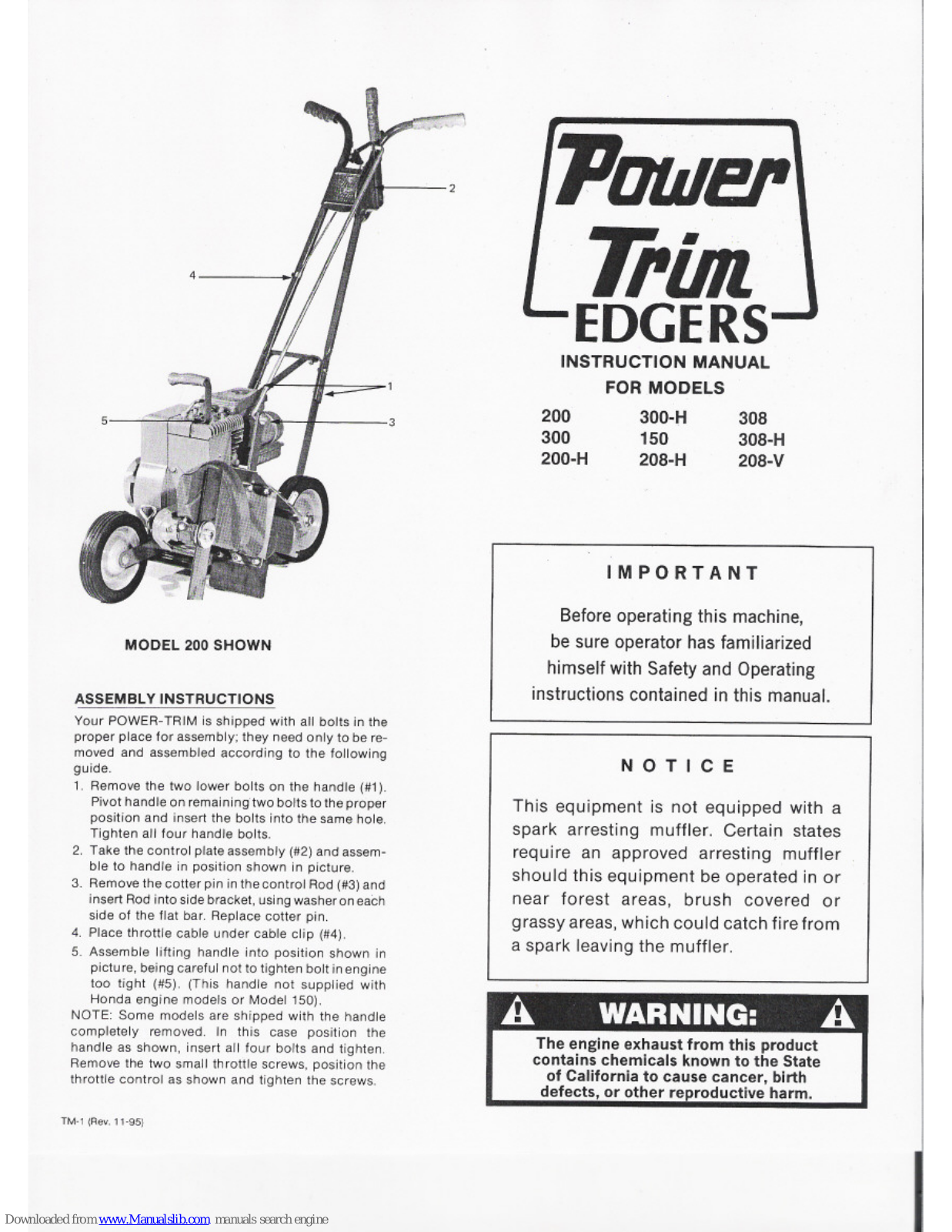 Power Trim 200, 300, 200-H, 300-H, 150 Instruction Manual