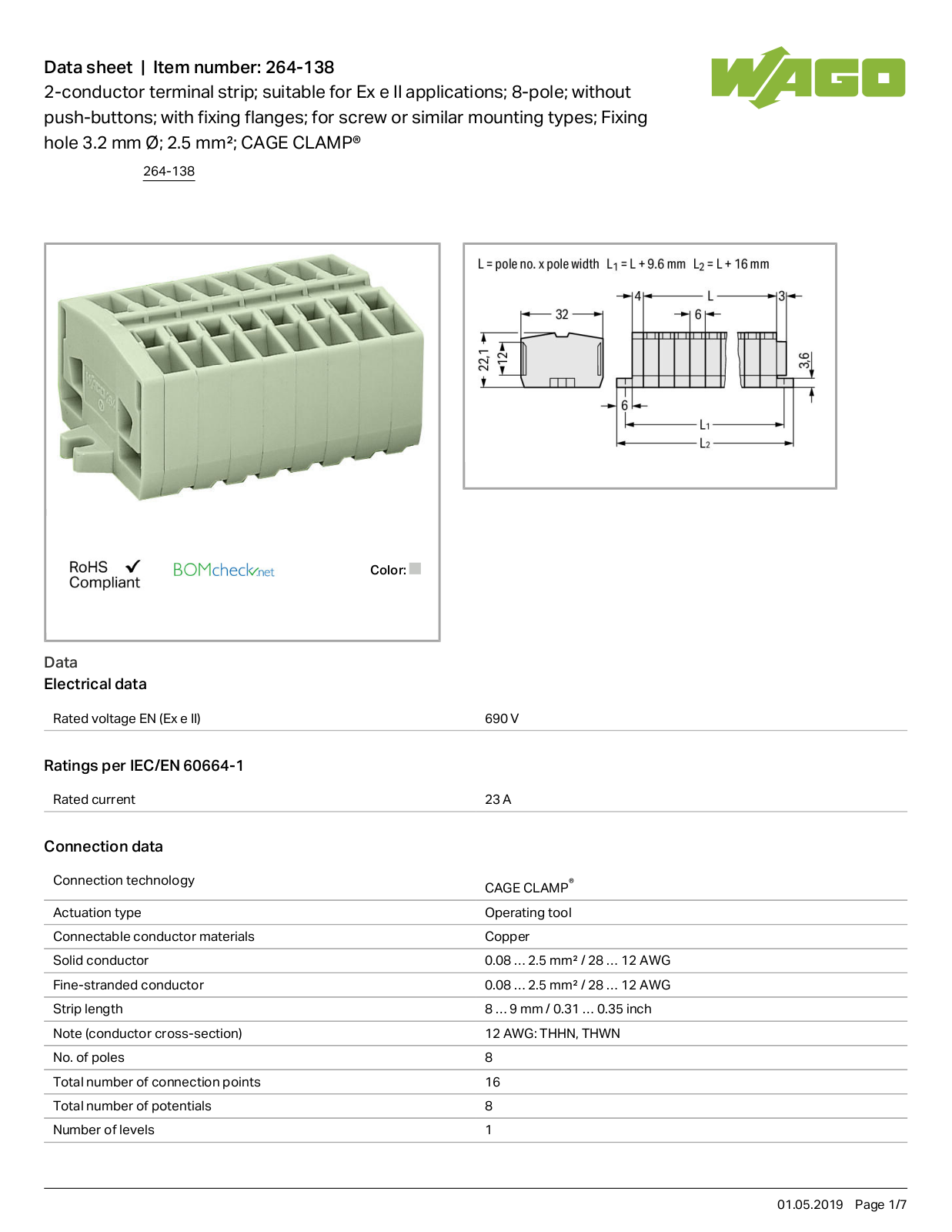 Wago 264-138 Data Sheet