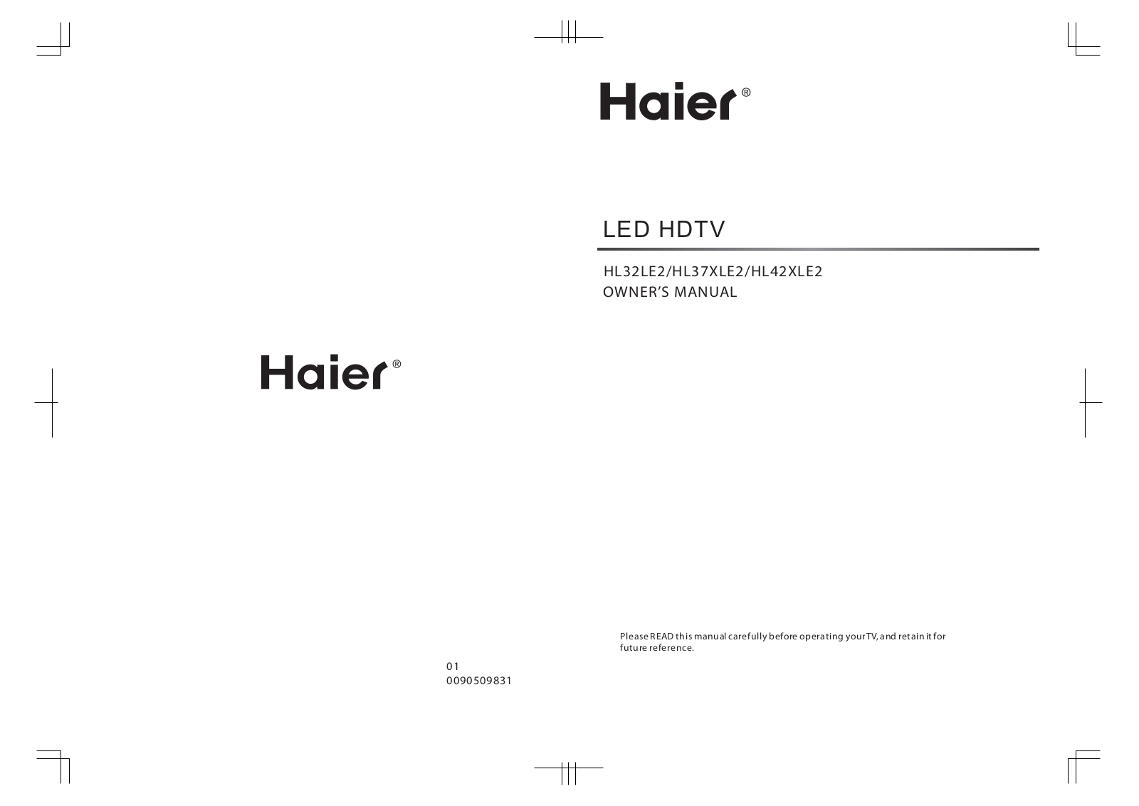 Haier HL32LE2, HL37XLE2, HL42XLE2 Owner's Manual