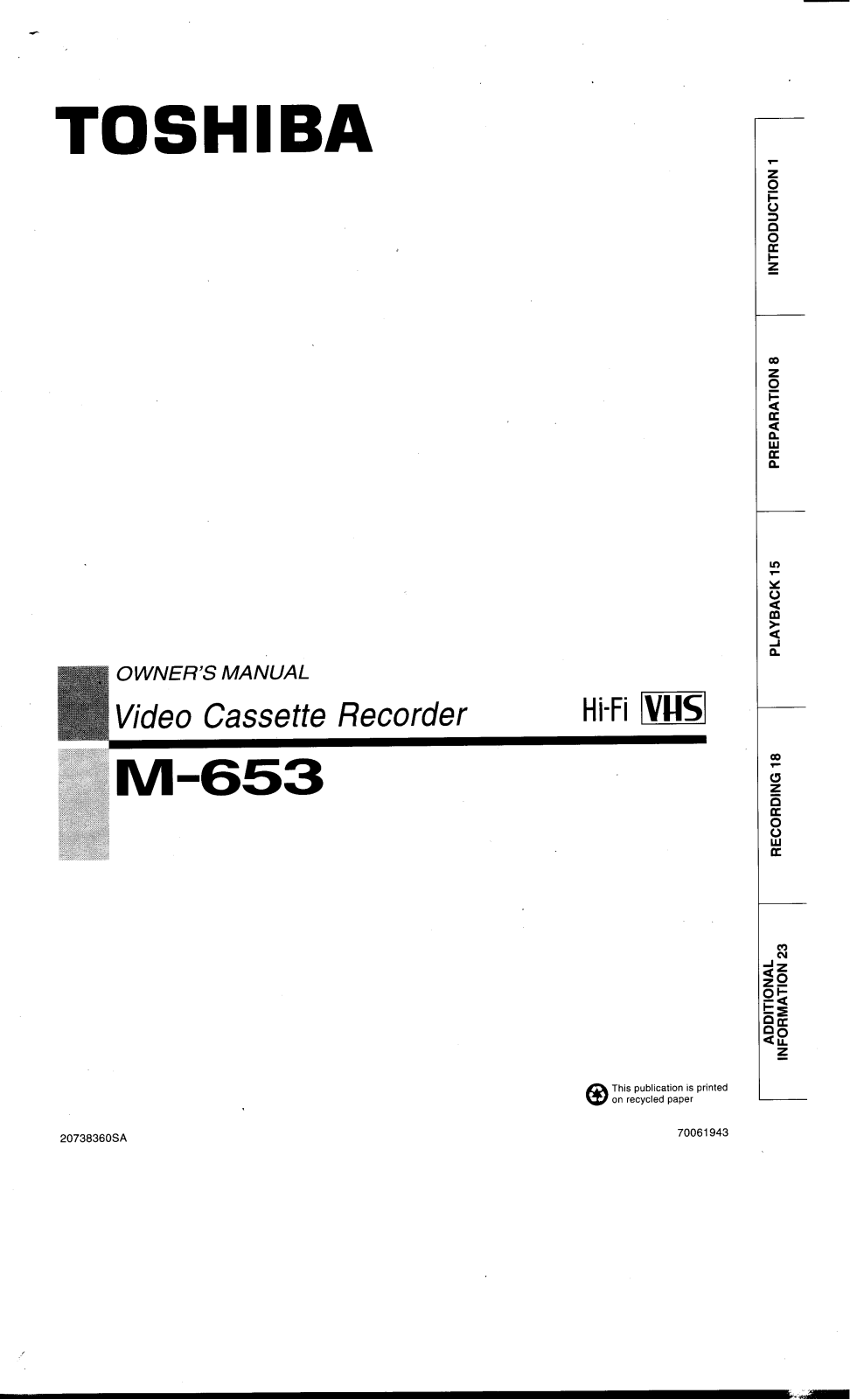 Toshiba M653 User Manual