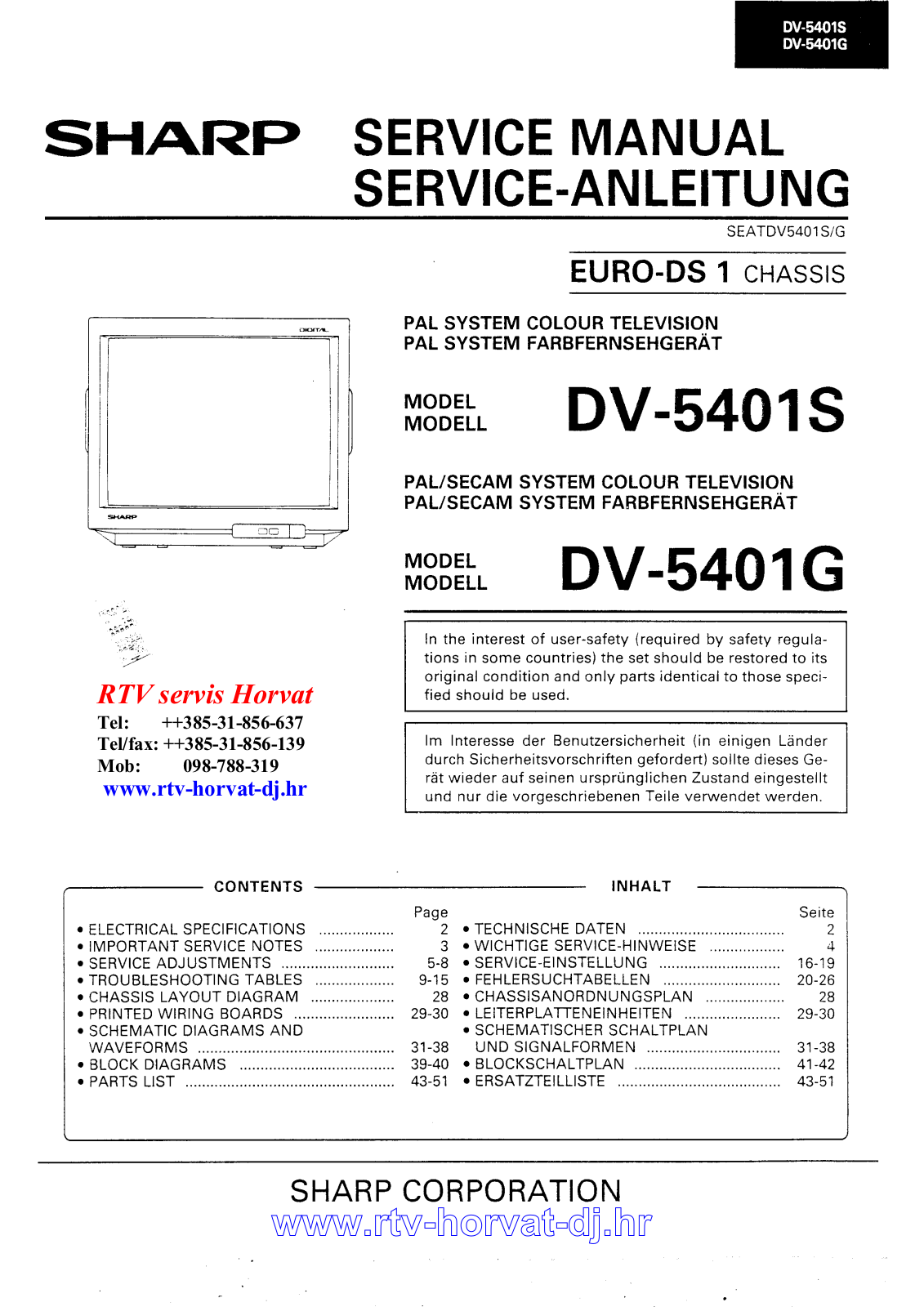 Sharp DV-5401S Schematic