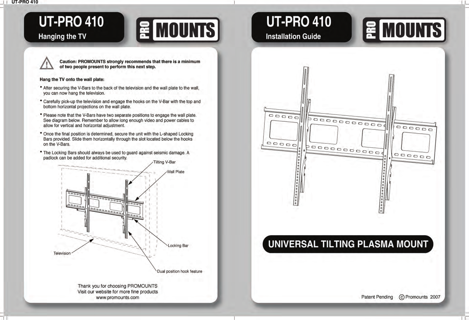ProMounts UTPRO410 User Manual - ManualMachine.com