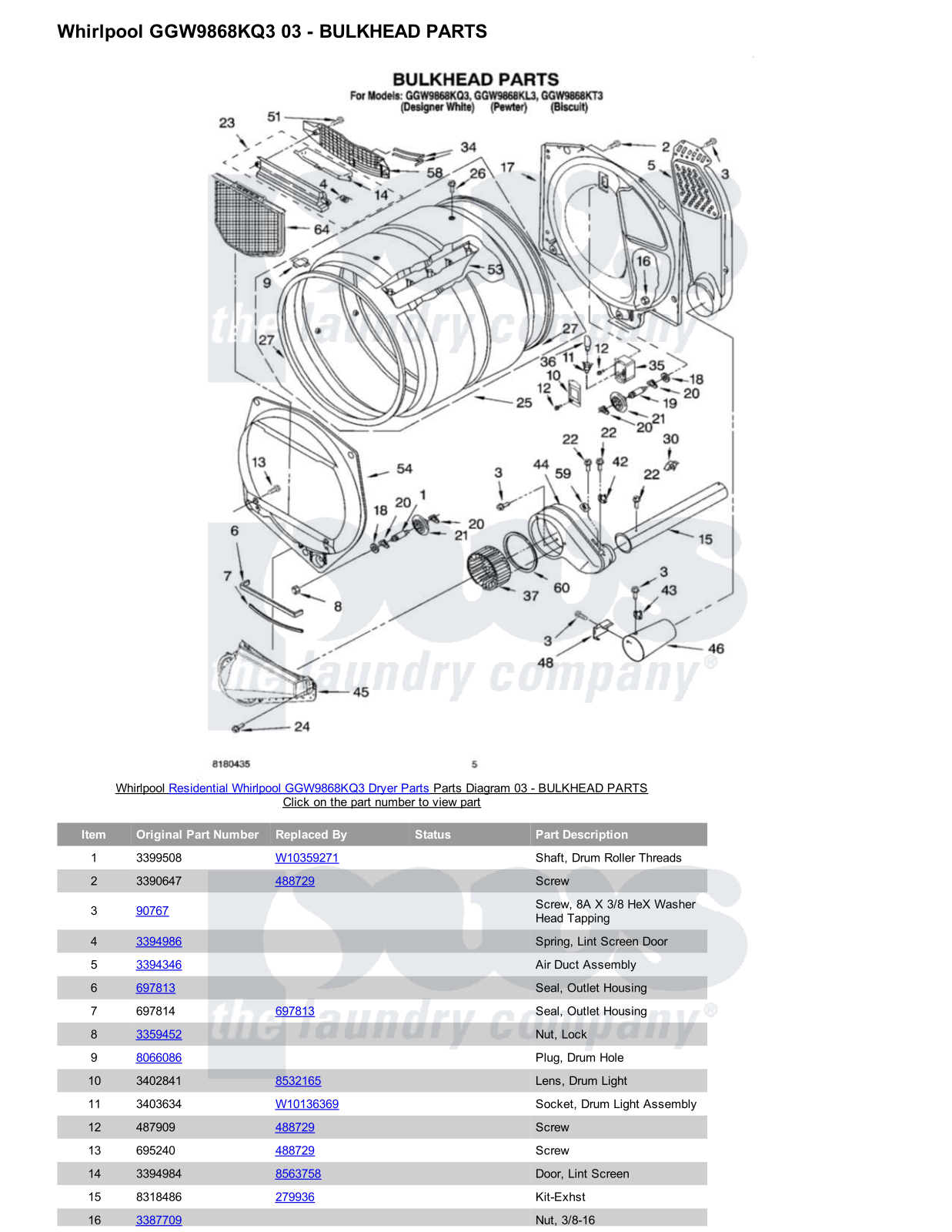 Whirlpool GGW9868KQ3 Parts Diagram