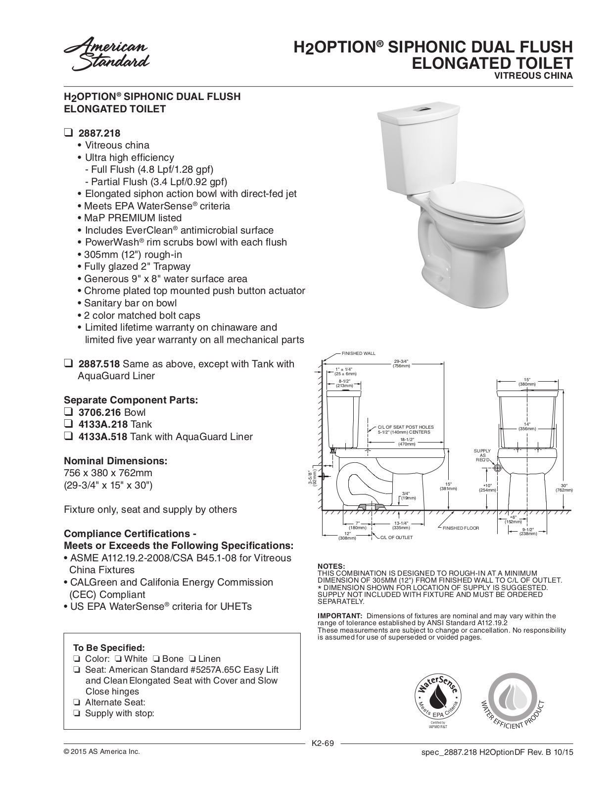 American Standard ASD10002 Specifications - ManualMachine.com