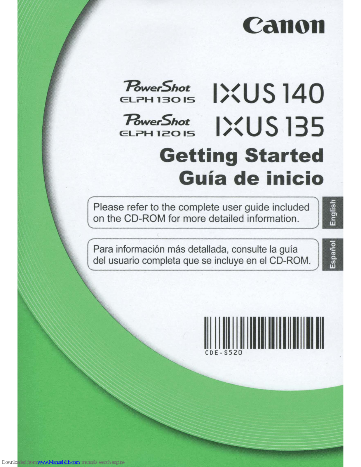 Canon PowerShot ELPH 120 IS IXUS 135, PowerShot ELPH 130 IS, IXUS 140, IXUS 135 Getting Started