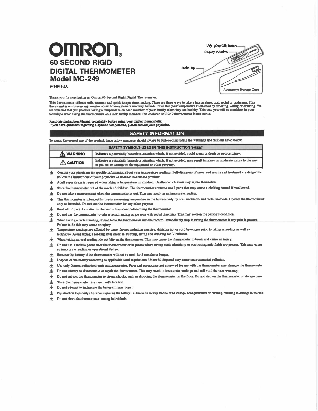 OMRON MC-249 User Manual