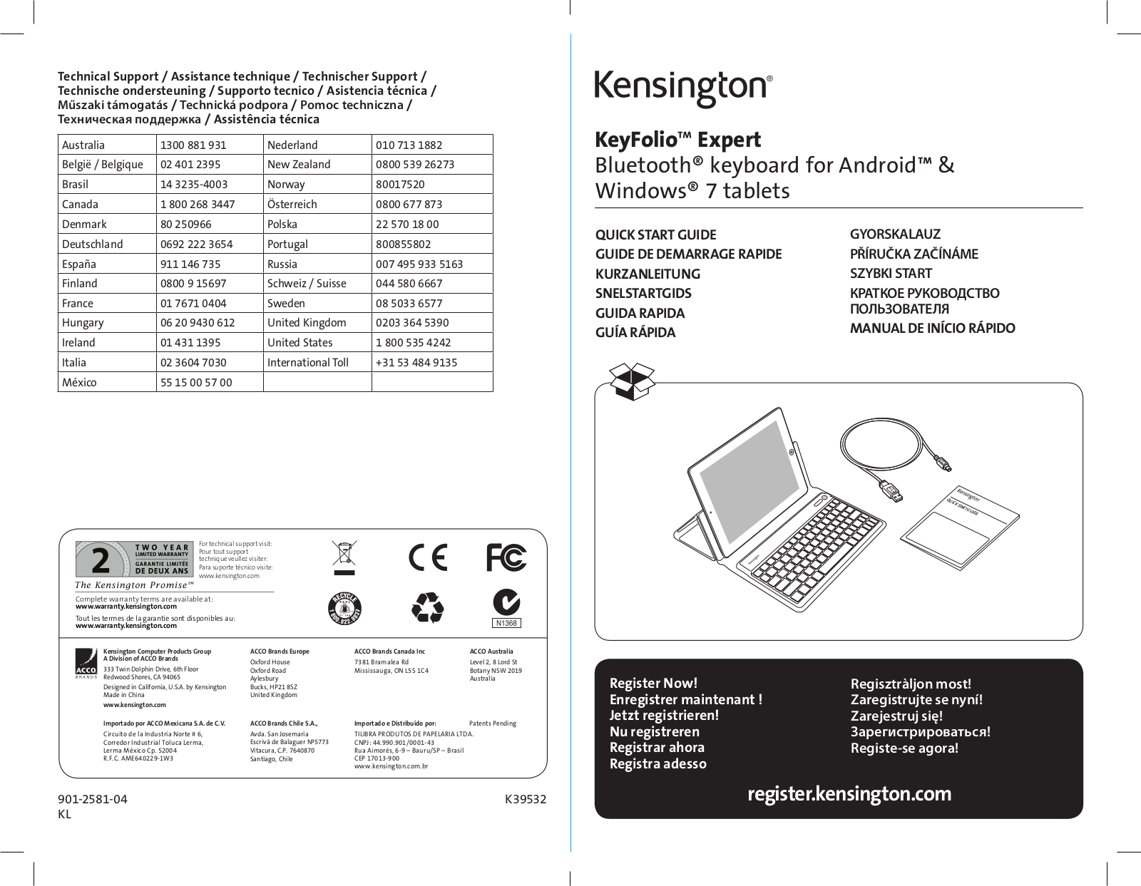 Kensington KeyFolio Expert QUICK START GUIDE