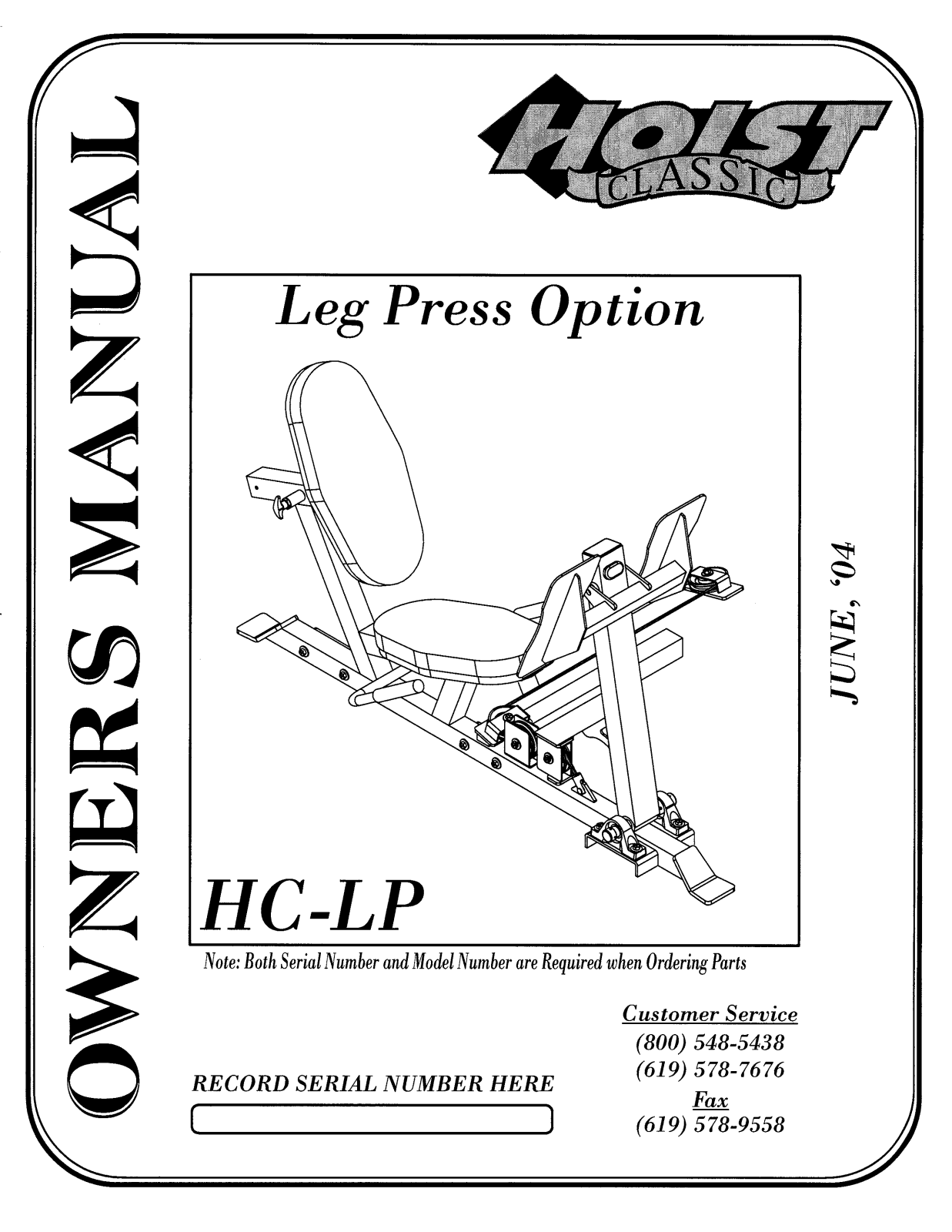 Hoist Fitness HC-LP User Manual