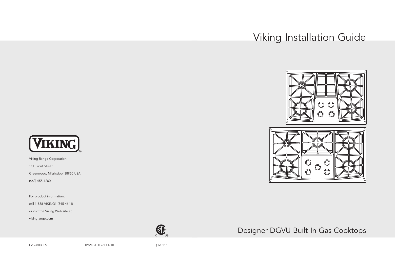 Viking DGVU Installation Manual