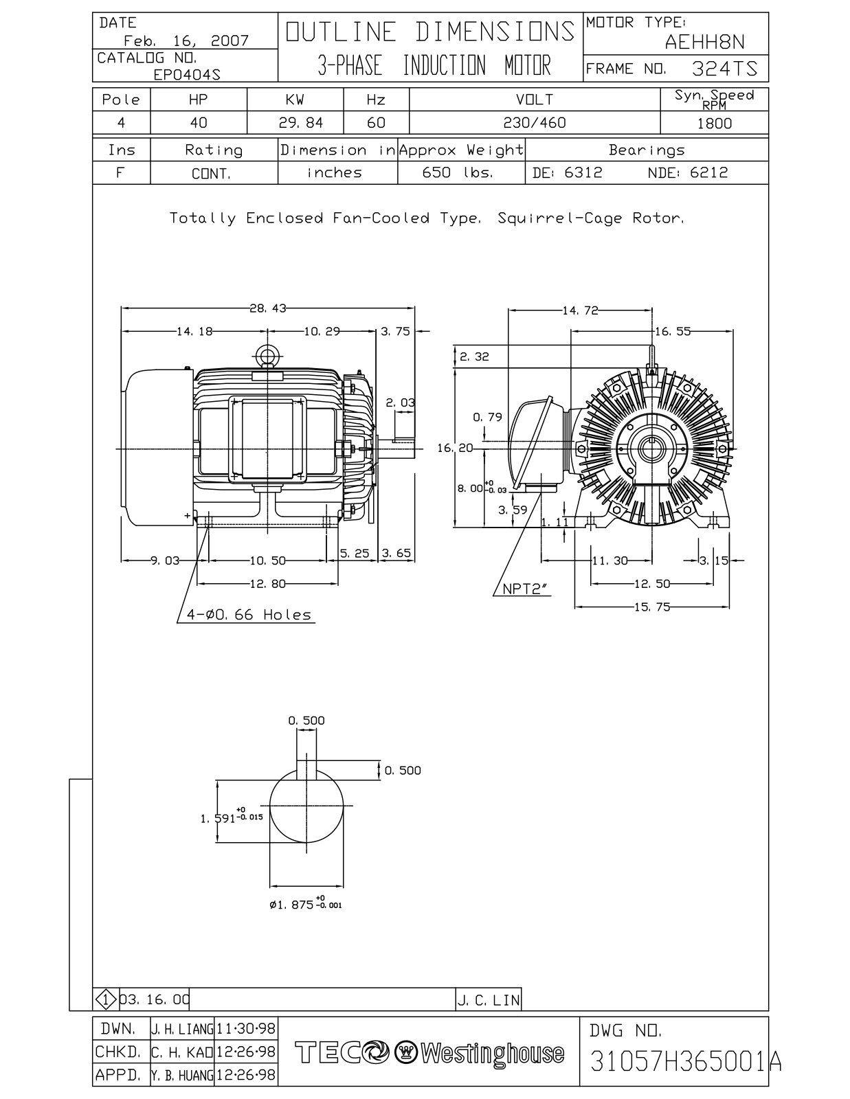 Datasheet EP0404S Reference Drawing (Teco) - ManualMachine.com
