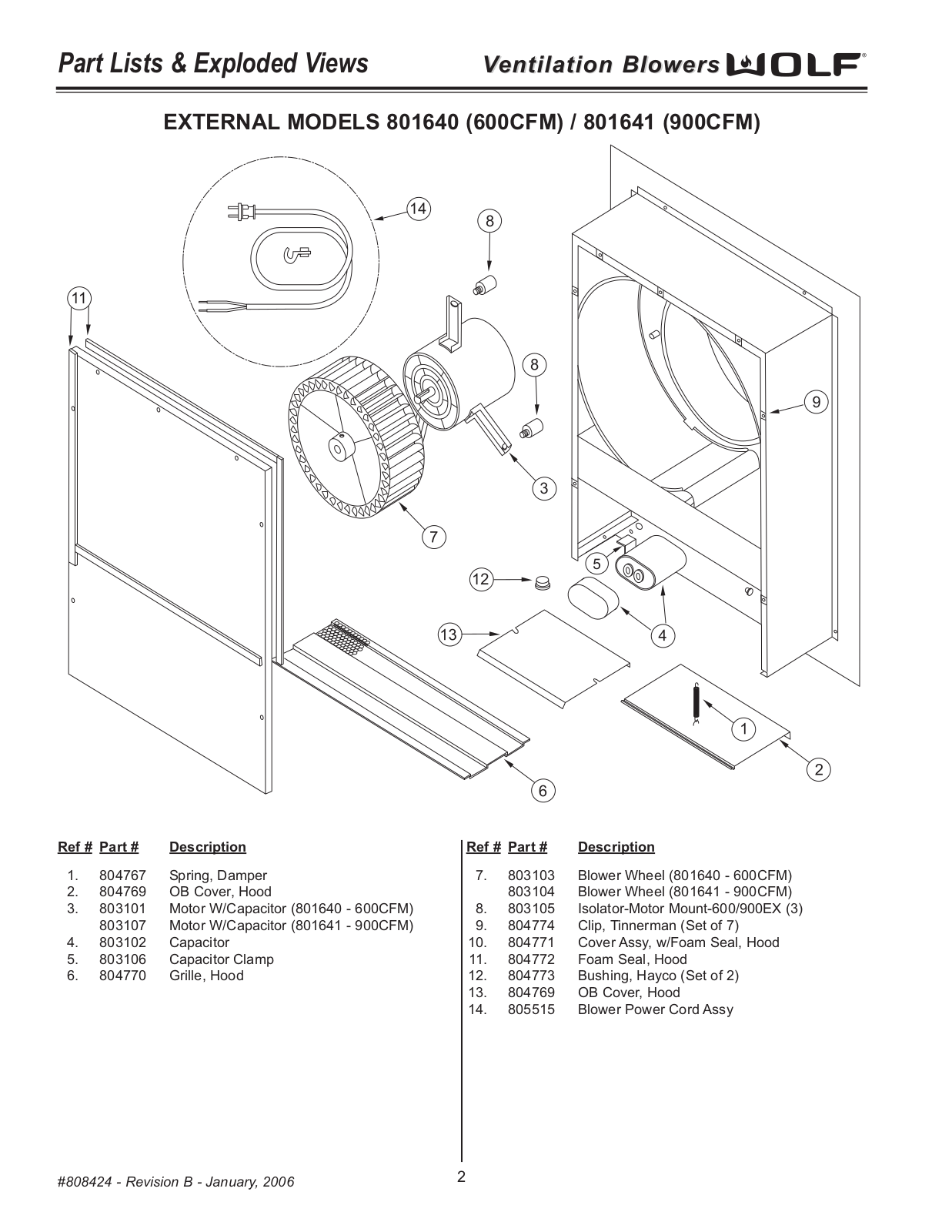 Wolf 801641- External, 801640 - External Owner's Manual