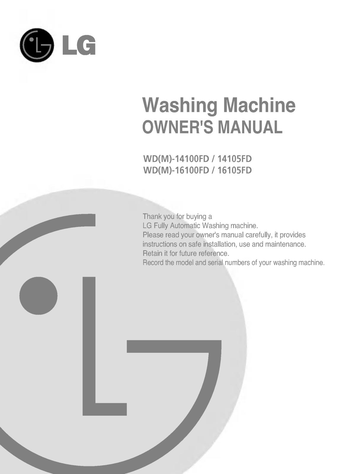 LG WD-16100FD Owner’s Manual