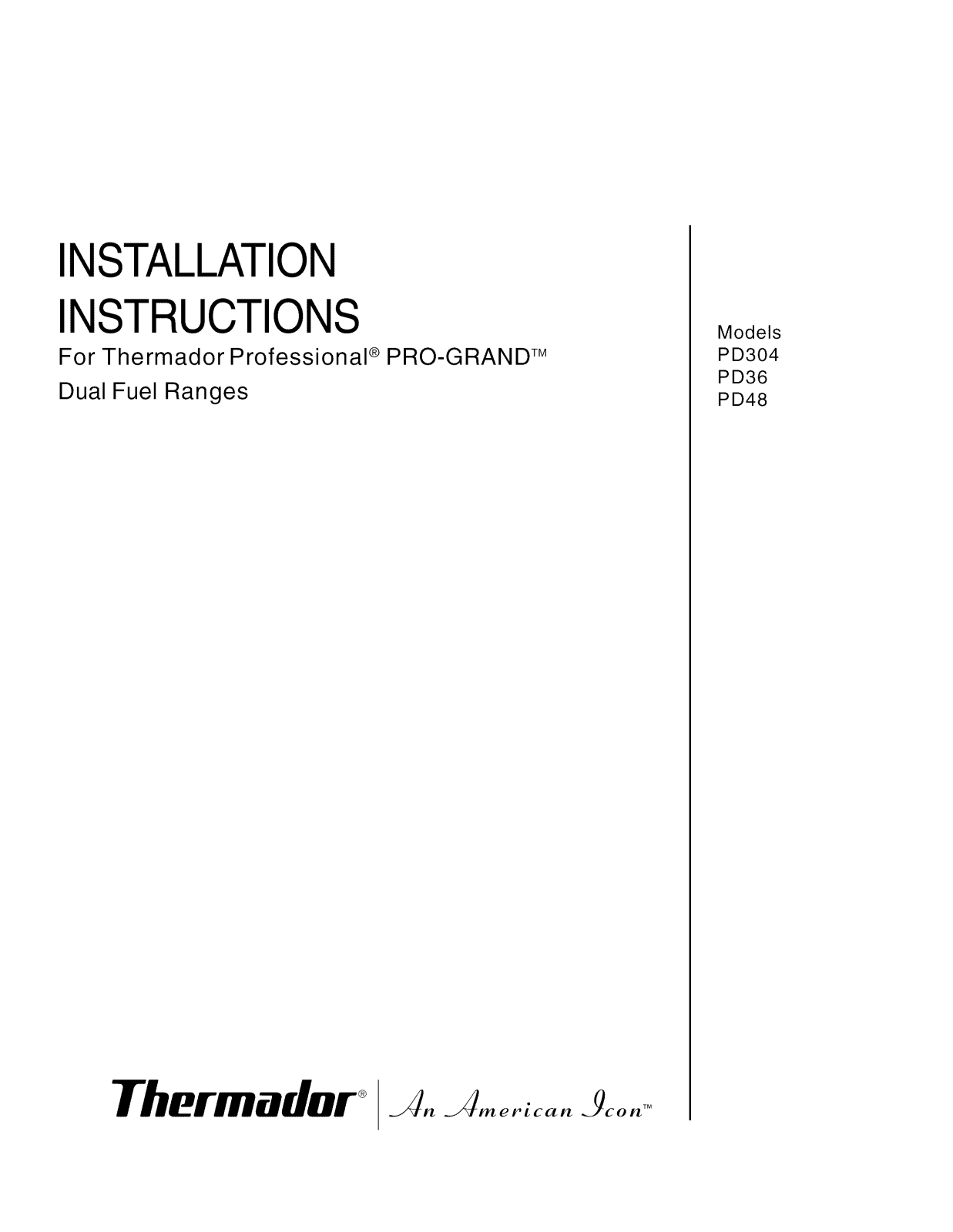 Thermador PD366BS/12, PD366BS/09, PD366BS/10, PD366BS/06, PD366BS/07 Installation Guide