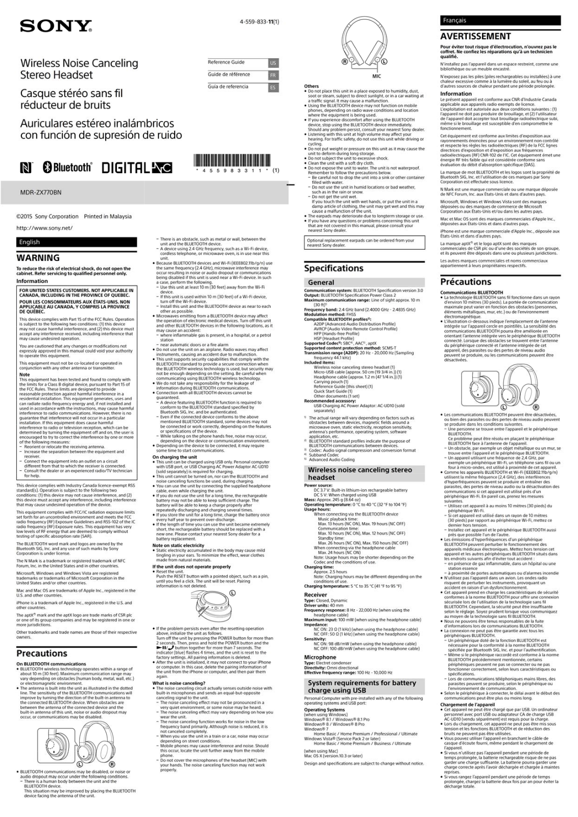 Sony ZX770BN User Manual