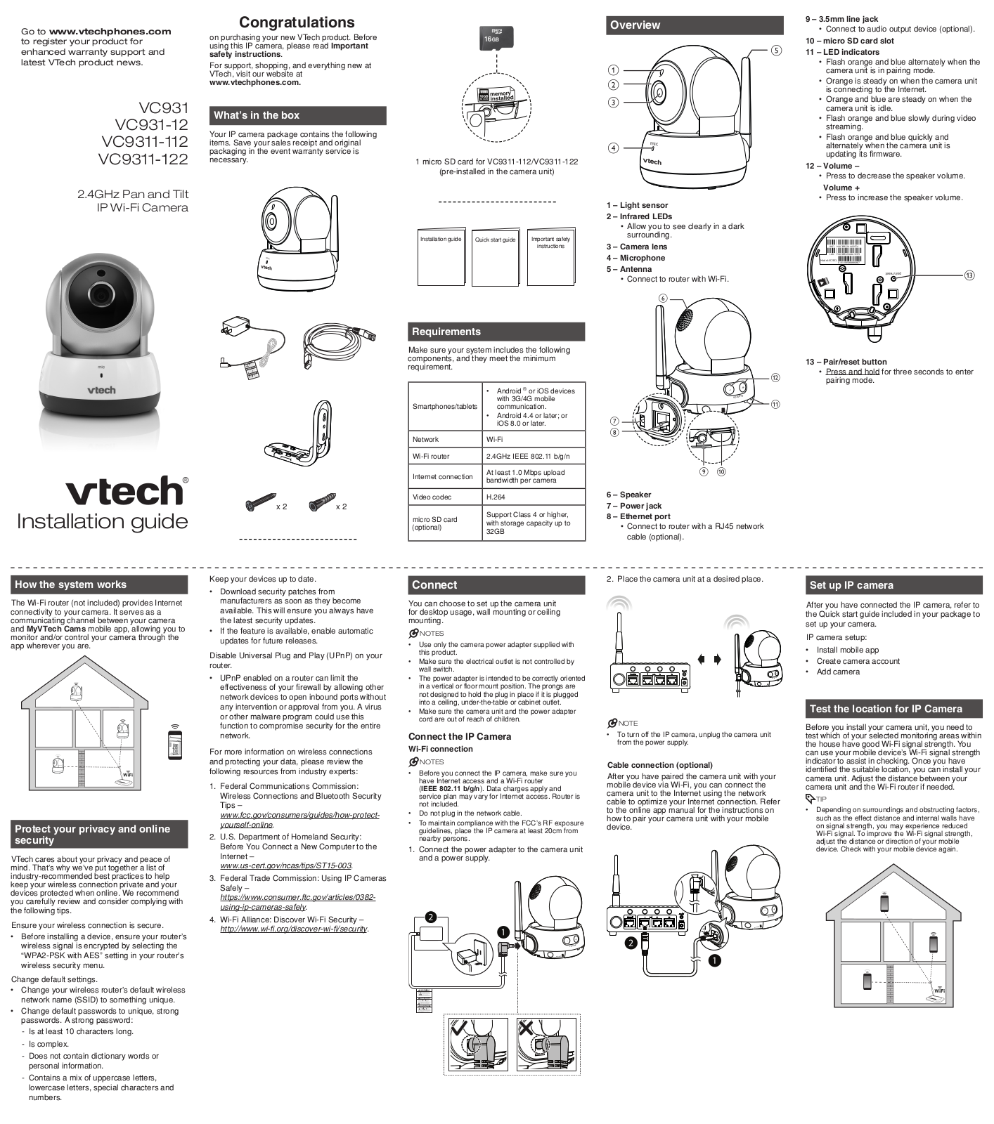 Vtech VC931-12, VC9311-112, VC931, VC9311-122 User Manual