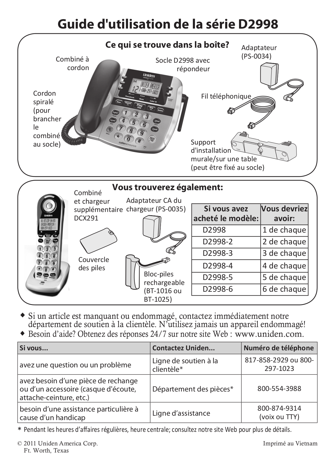 Uniden D2998 Owner's Manual