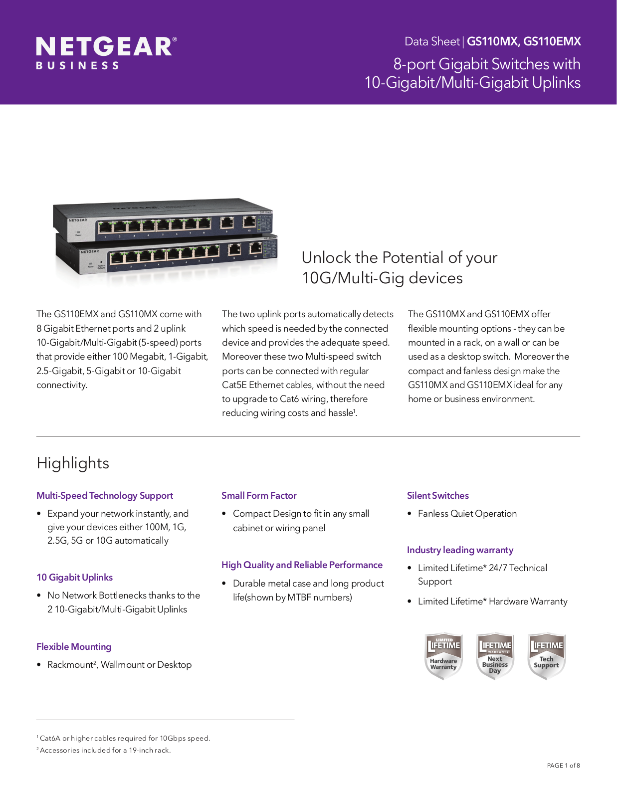 Netgear GS110EMX Data Sheet