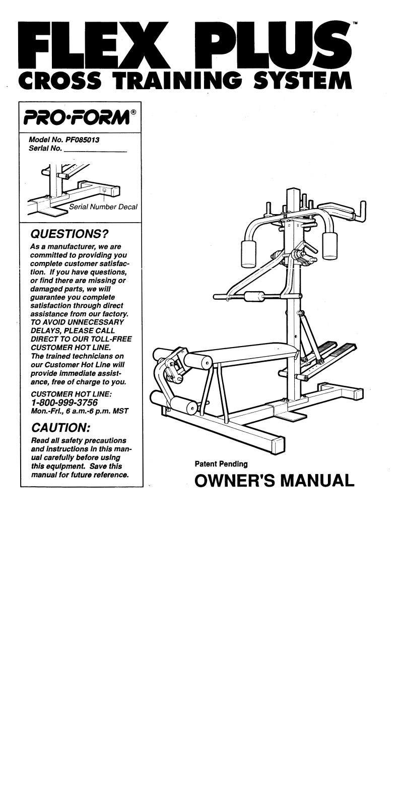 ProForm PF085013 User Manual