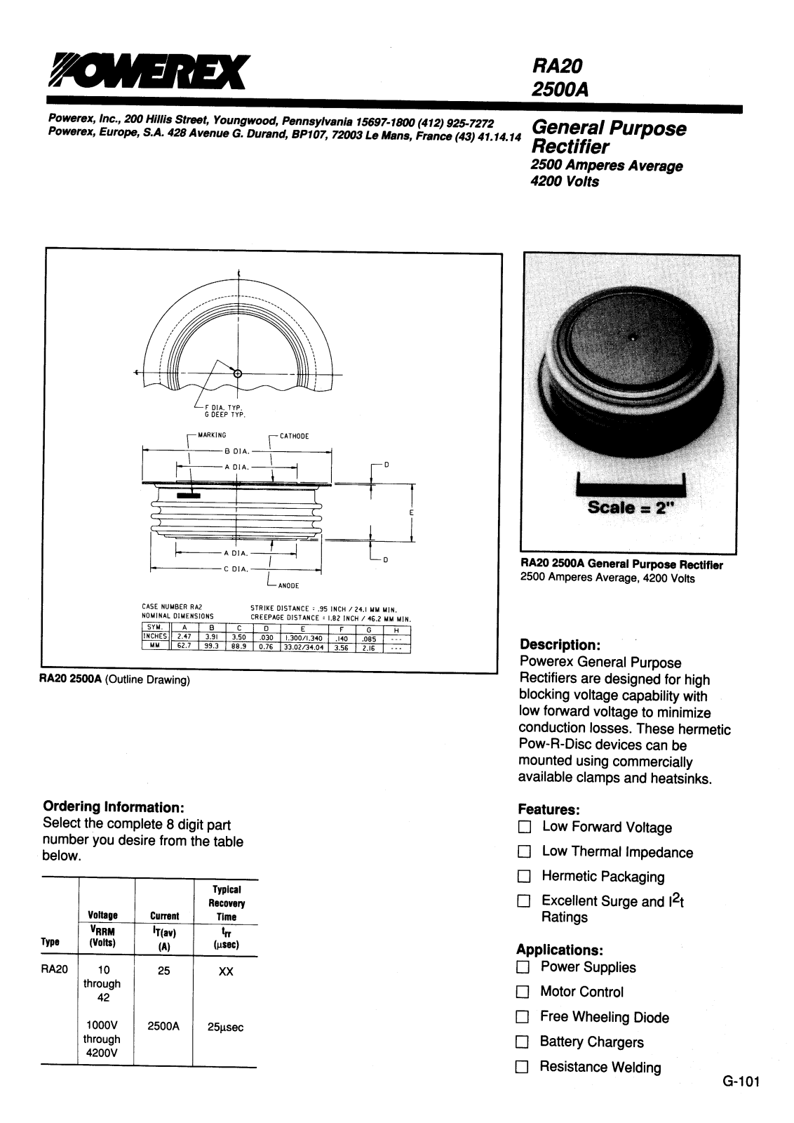 POWEREX RA202425, RA202625, RA202825, RA203025, RA203225 Datasheet