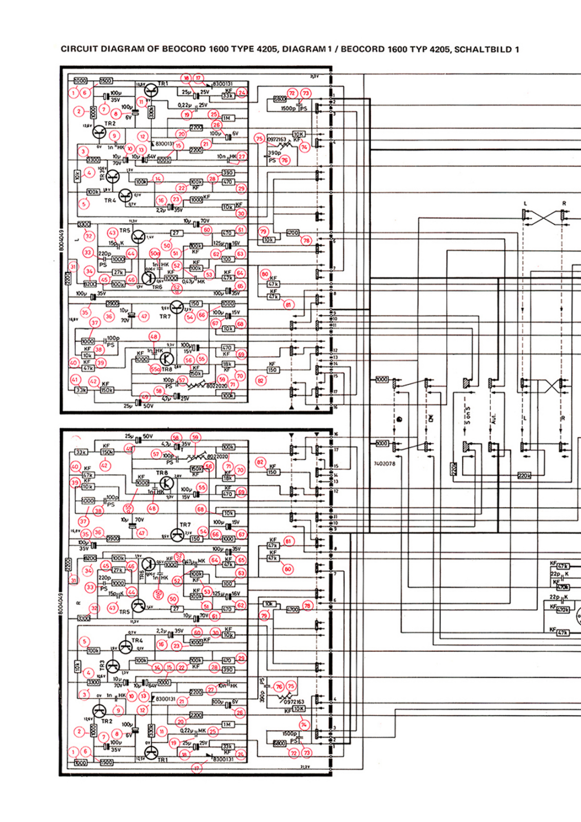 Bang and Olufsen Beocord 1600, Beocord 1600 R Schematic