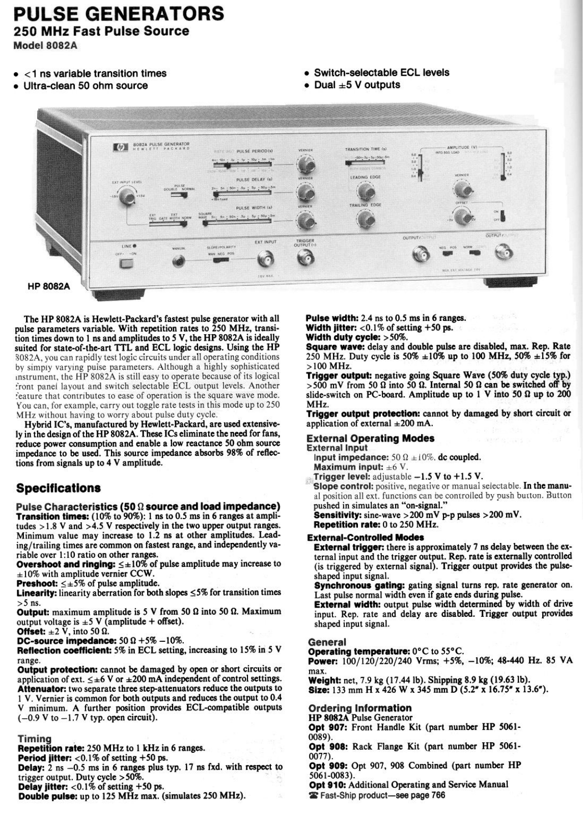 Pulse HP 8082A User Manual