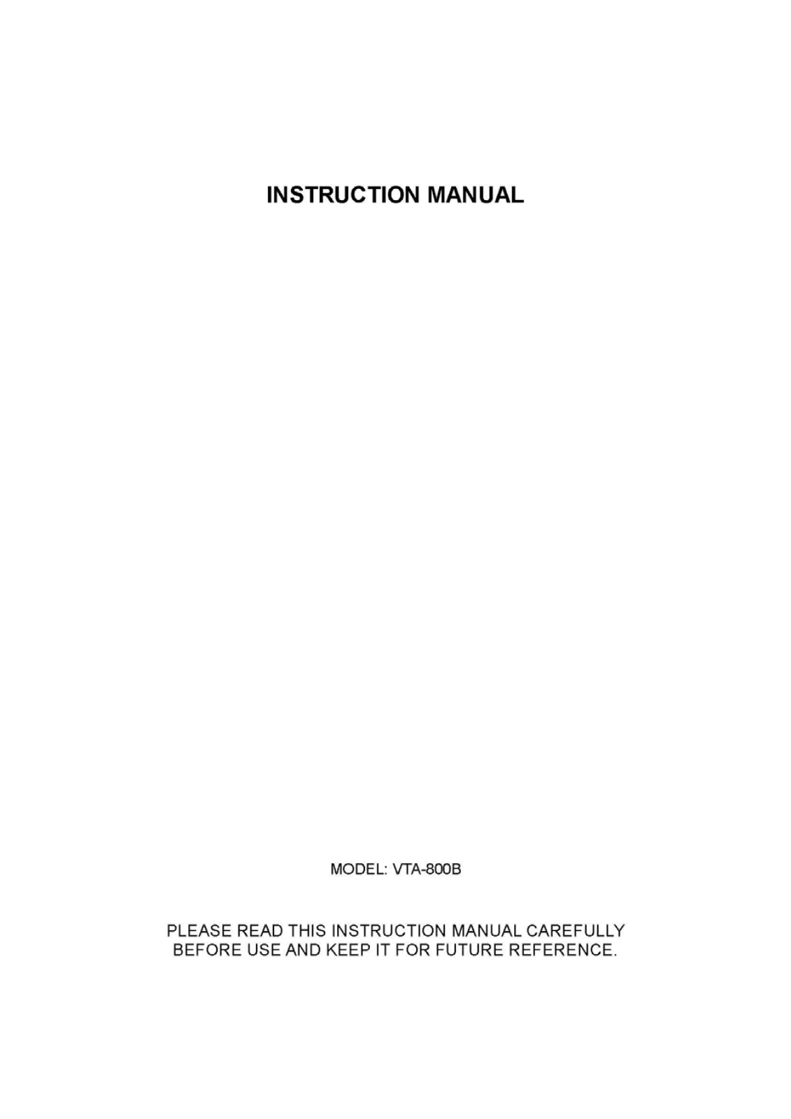 Innovative Technology Electronics VTA800B User Manual