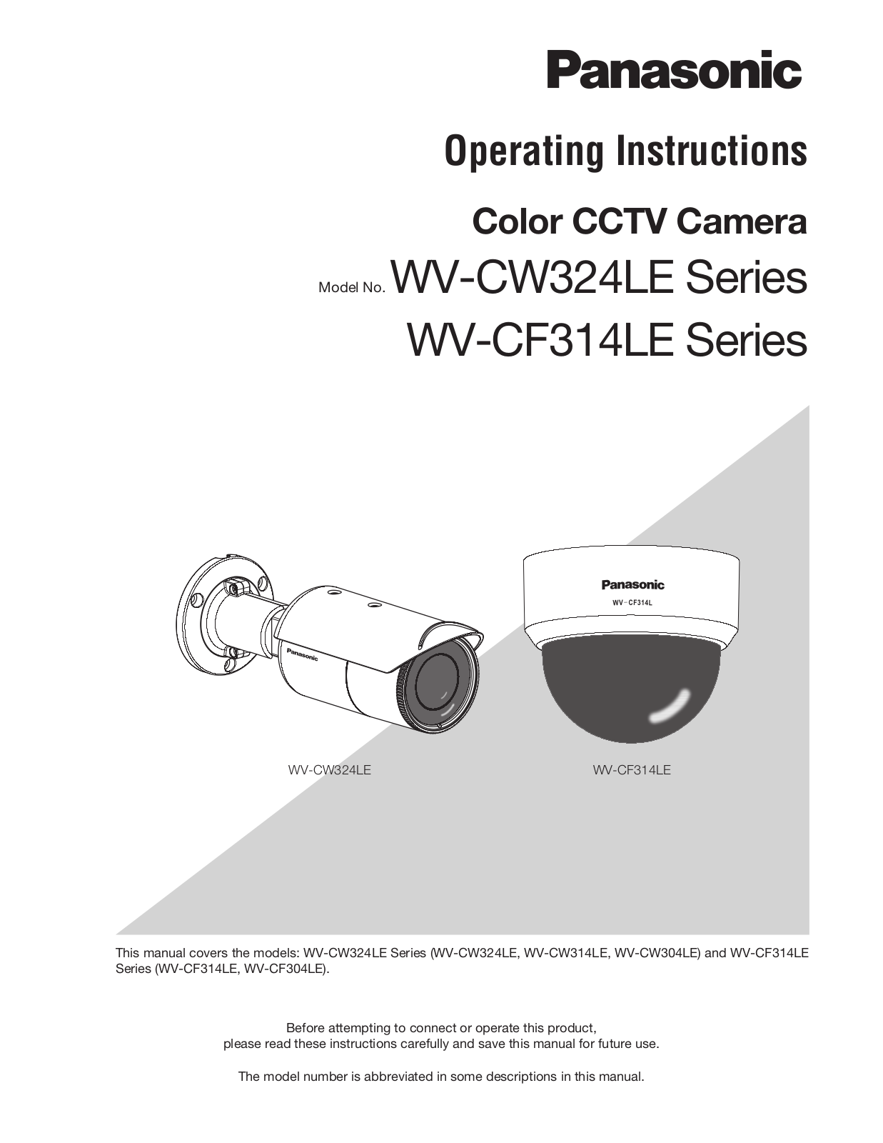 Panasonic wv-cf314 operating instructions