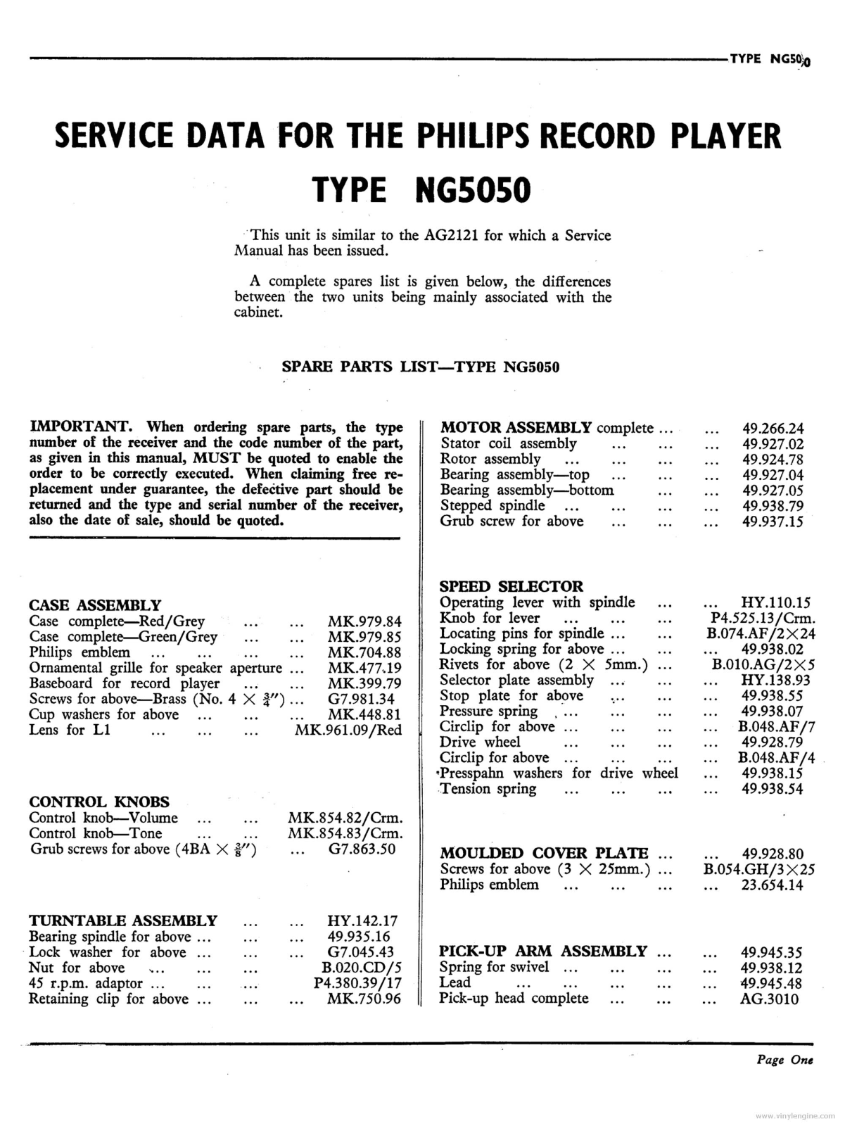 Philips NG-5050 Service Manual