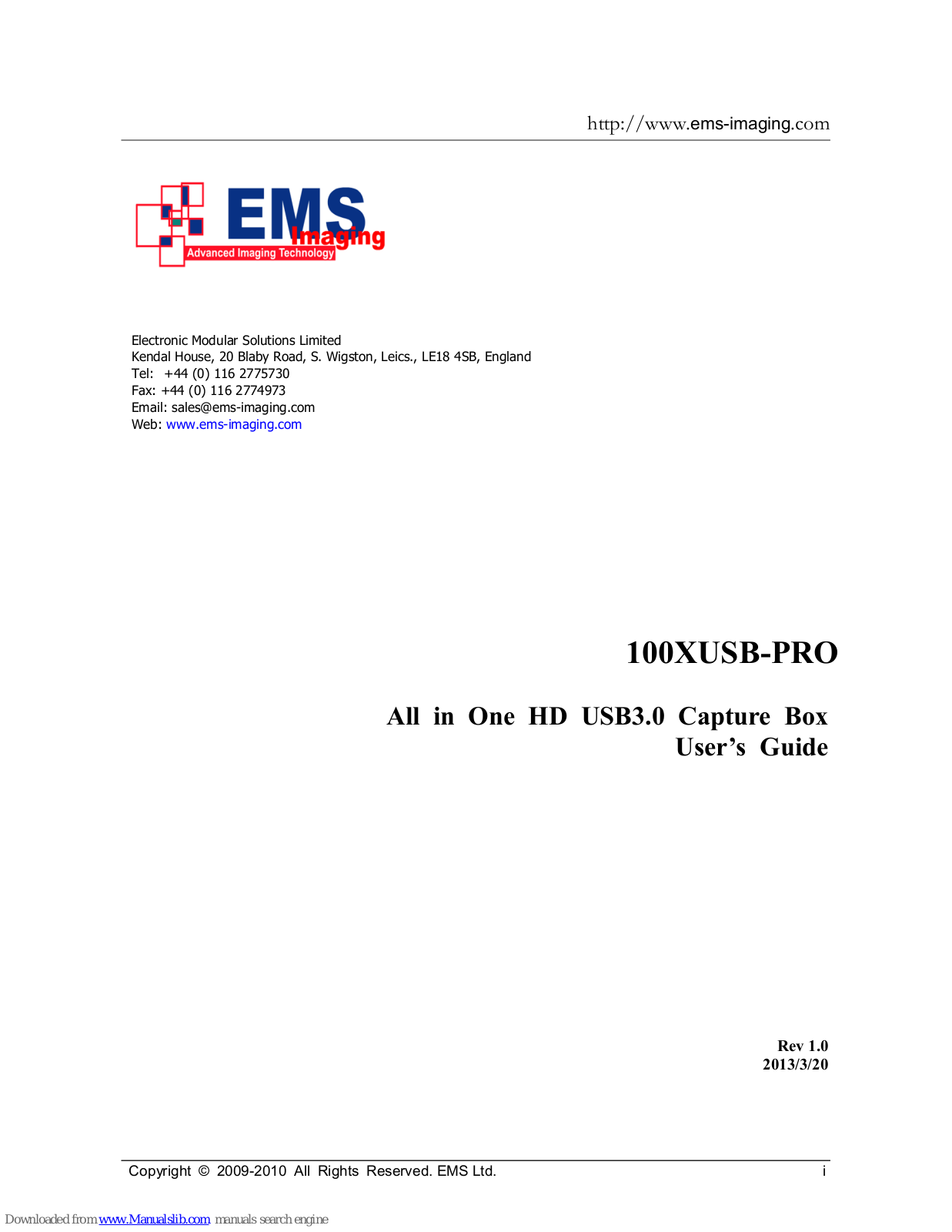 EMS VC100XUSB-PRO User Manual