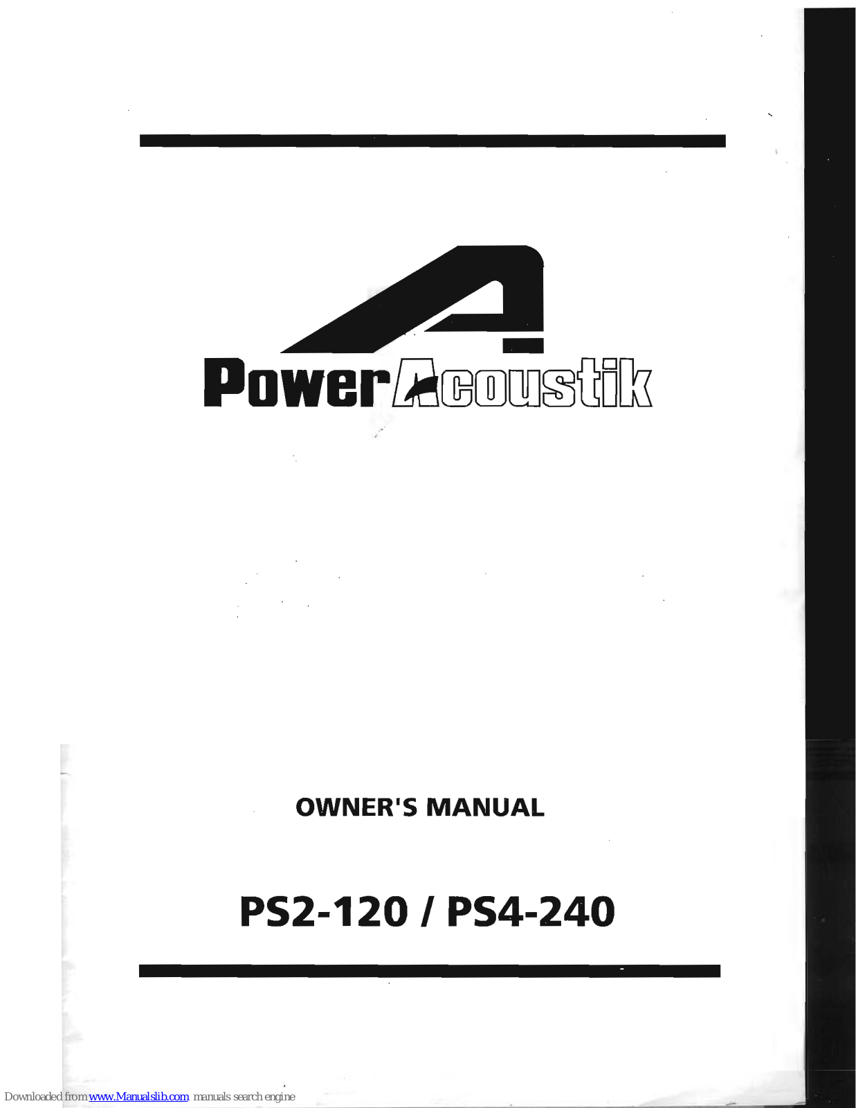 Power Acoustik PS2-120, PS4-240 Owner's Manual