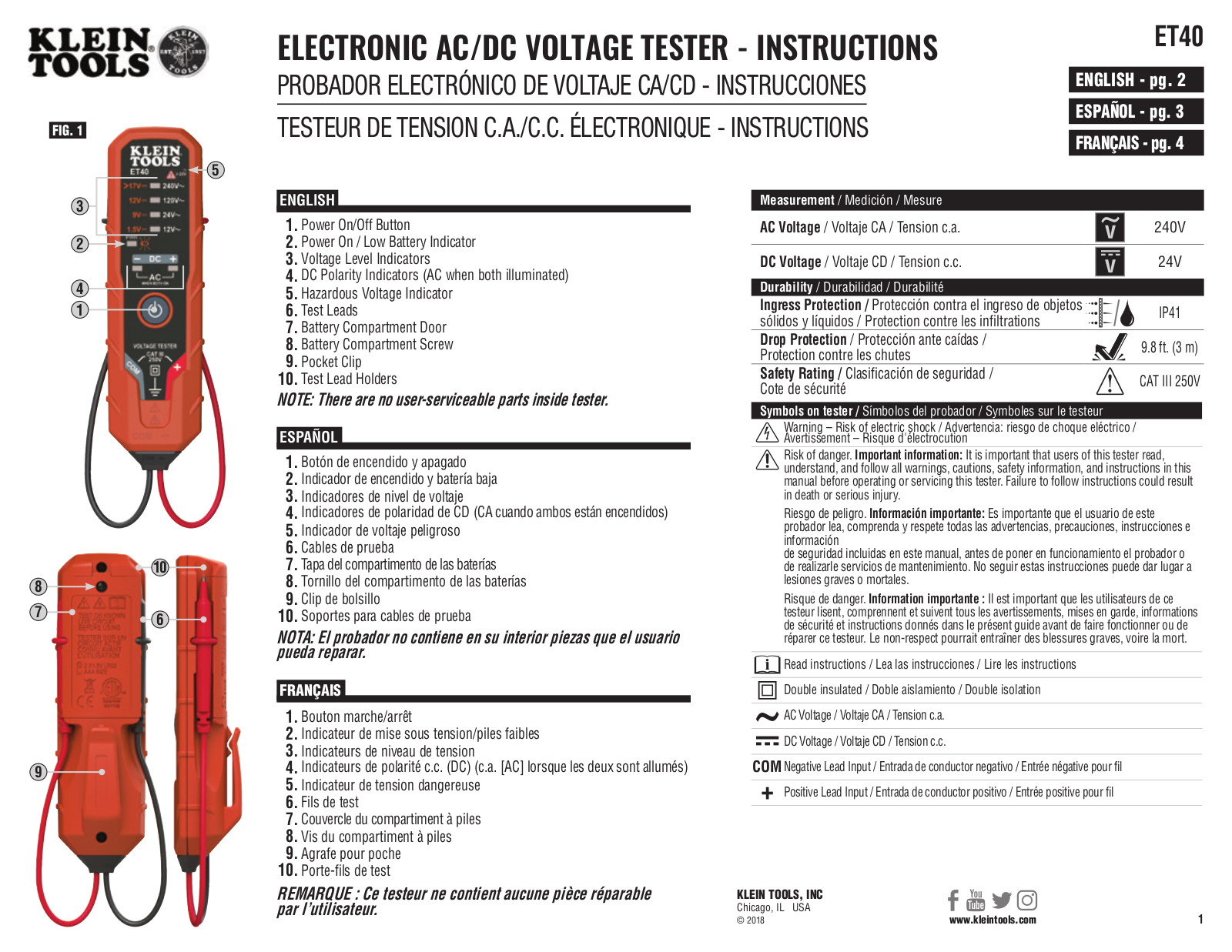 Klein ET40 Installation Manual - ManualMachine.com