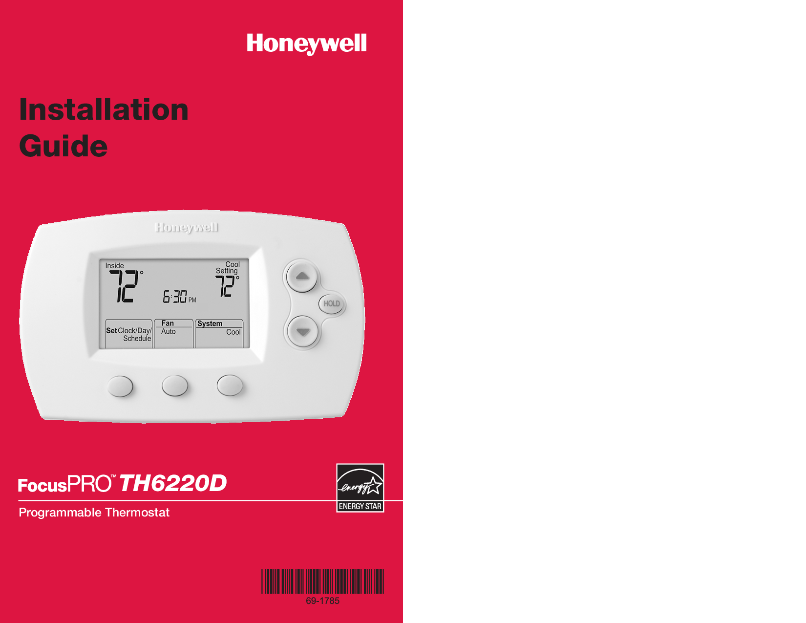 Honeywell TH6220D User Manual