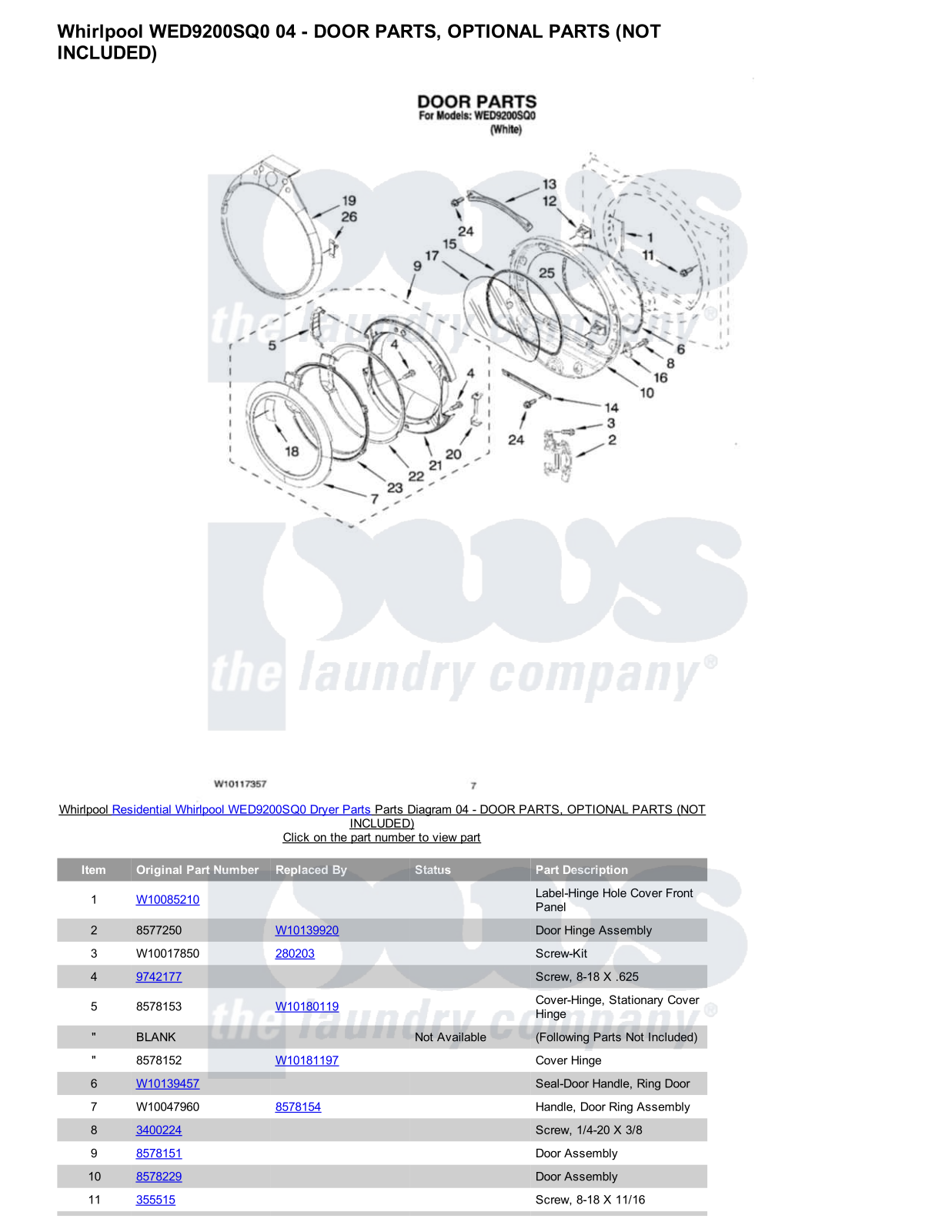 Whirlpool WED9200SQ0 Parts Diagram