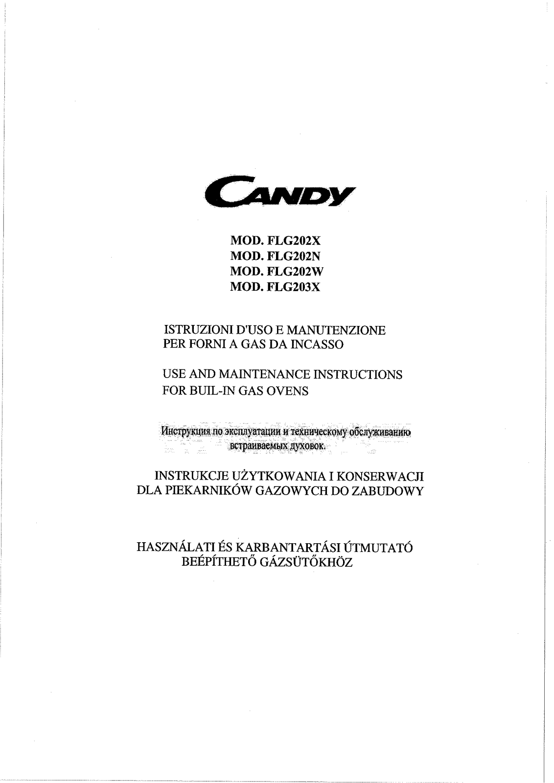 Candy FLG 203 X User Manual