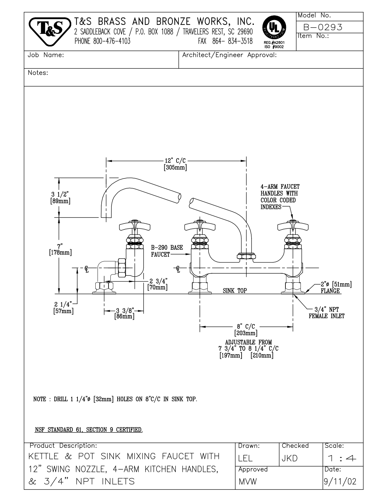 T & S Brass & Bronze Works B-0293 General Manual