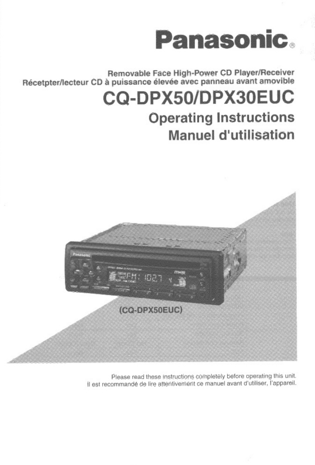 Panasonic CQ-DPX50 User Manual