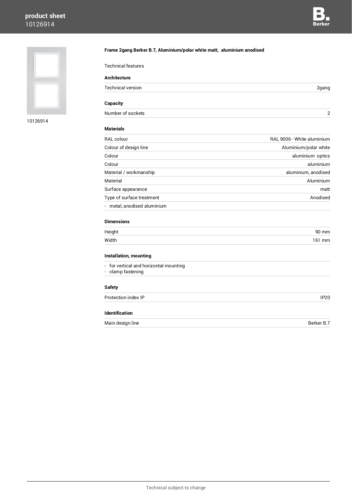 Berker 10126914 User Manual