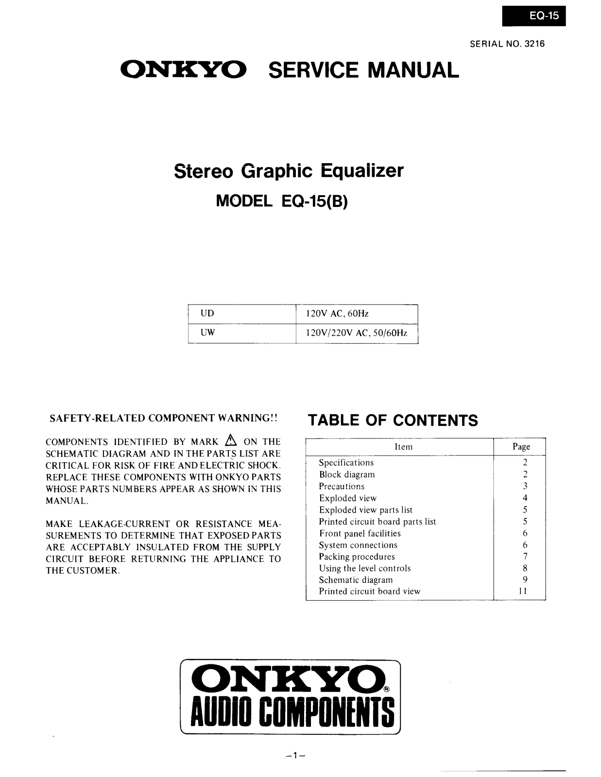 Onkyo EQ-15 Service manual