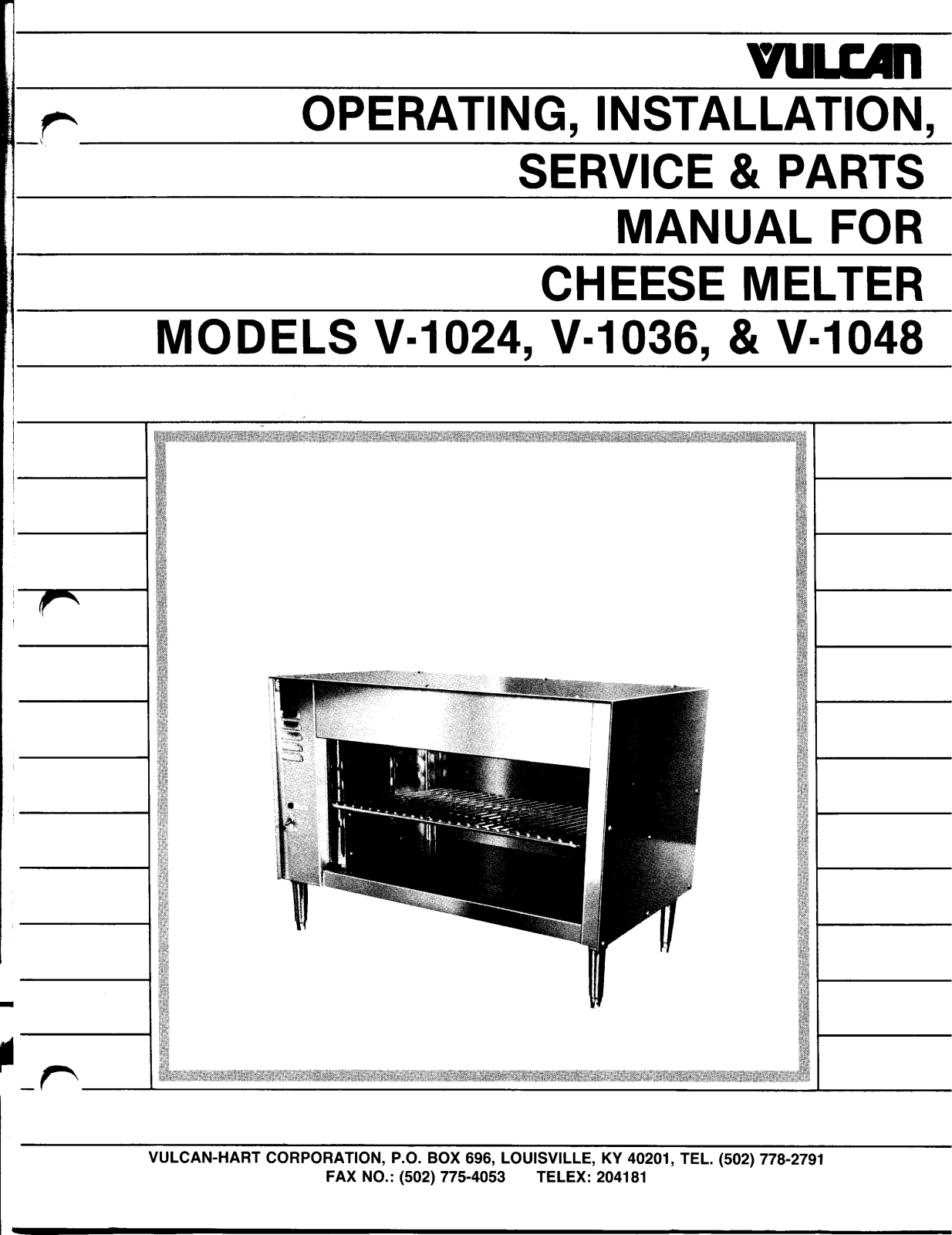 Vulcan V-1024 Parts List