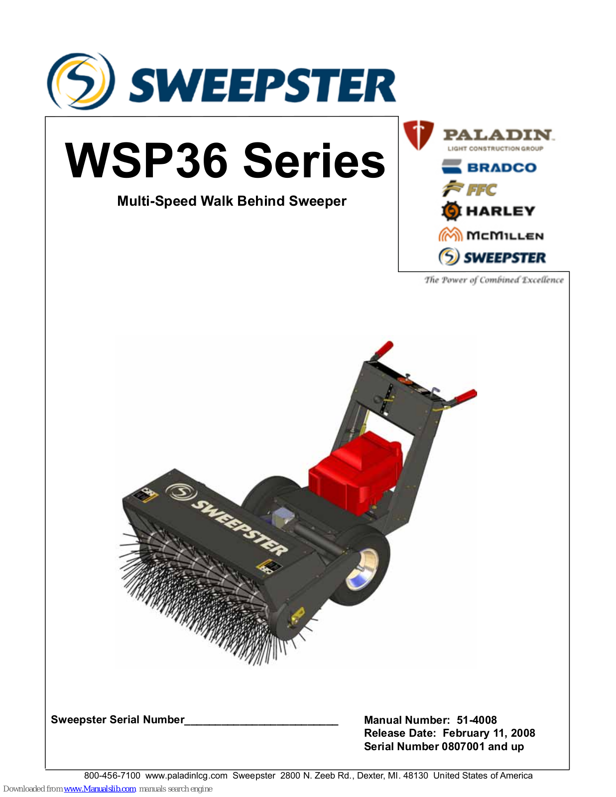 Sweepster WSP36 series User Manual