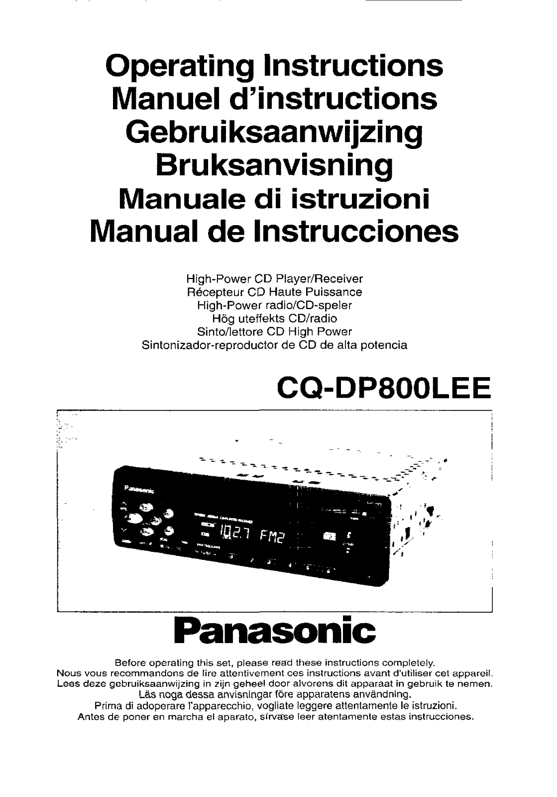 Panasonic CQ-DP800L User Manual