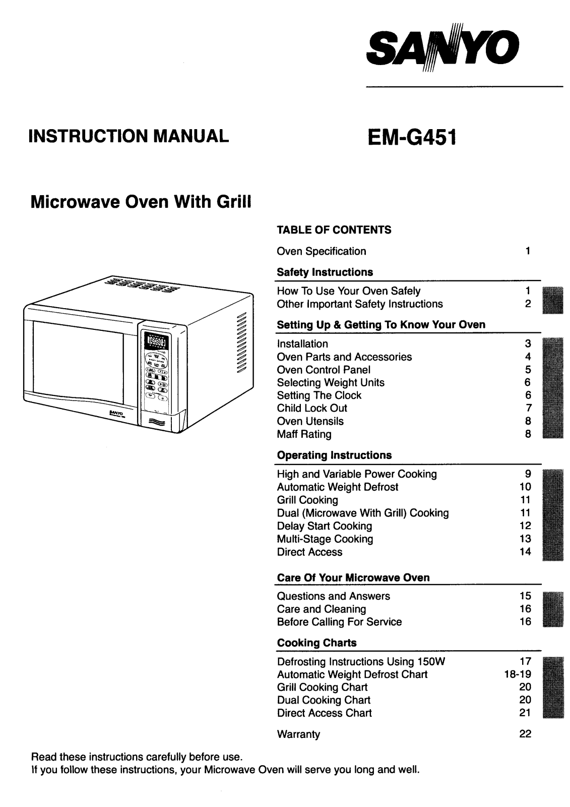 Sanyo EM-G451 Instruction Manual