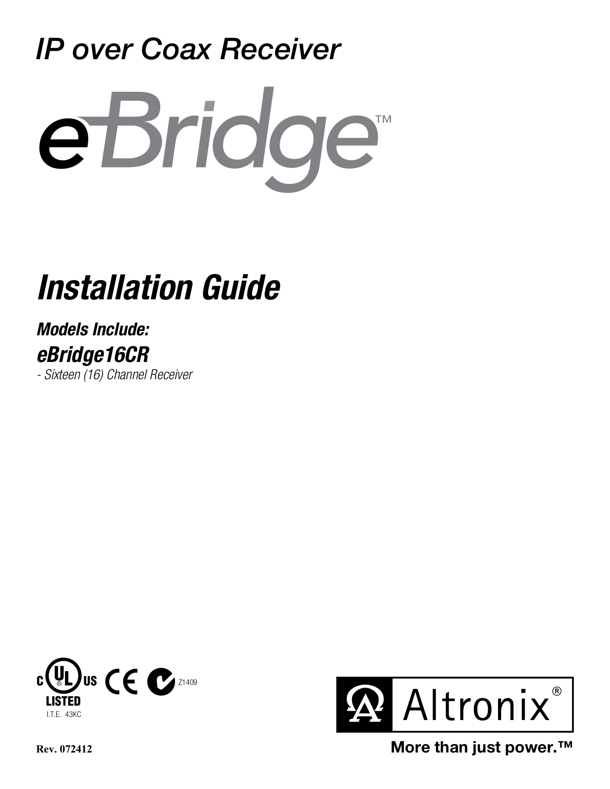 Altronix eBridge16CR Installation Instructions