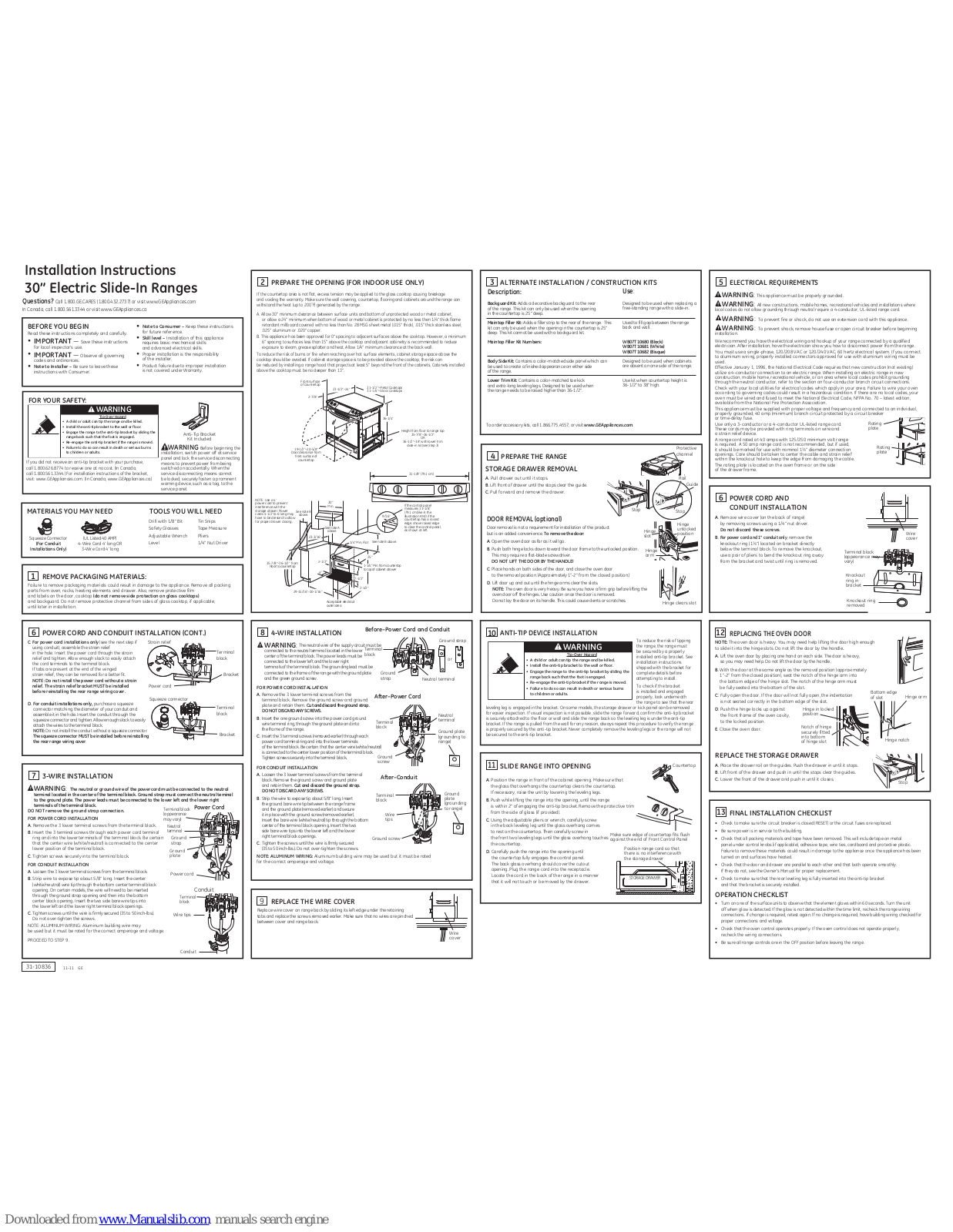 GE PS968TPWW, PS905SPSS, PS968TPCC, PS968DPBB, JSP46SPSS Installation Instructions Manual