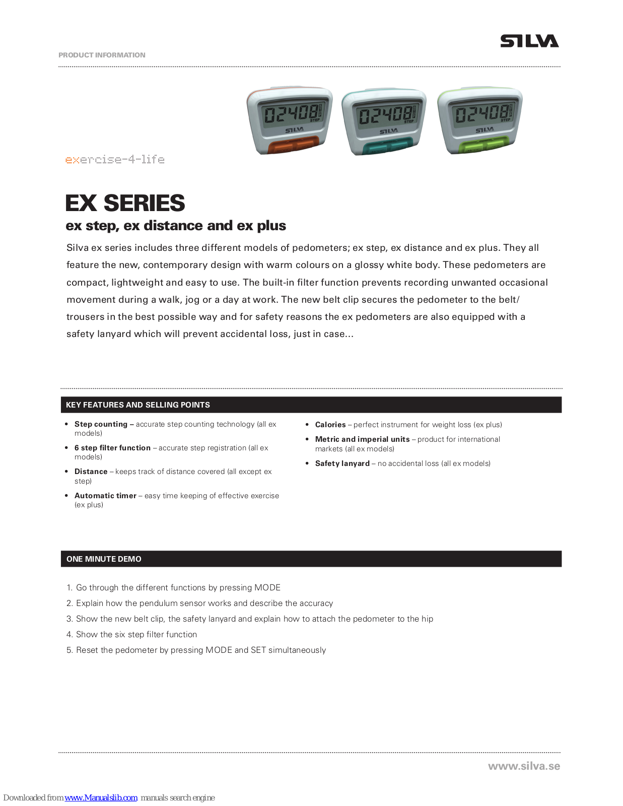 Silva ex series, ex step, ex distance, ex plus Product Information - ManualMachine.com