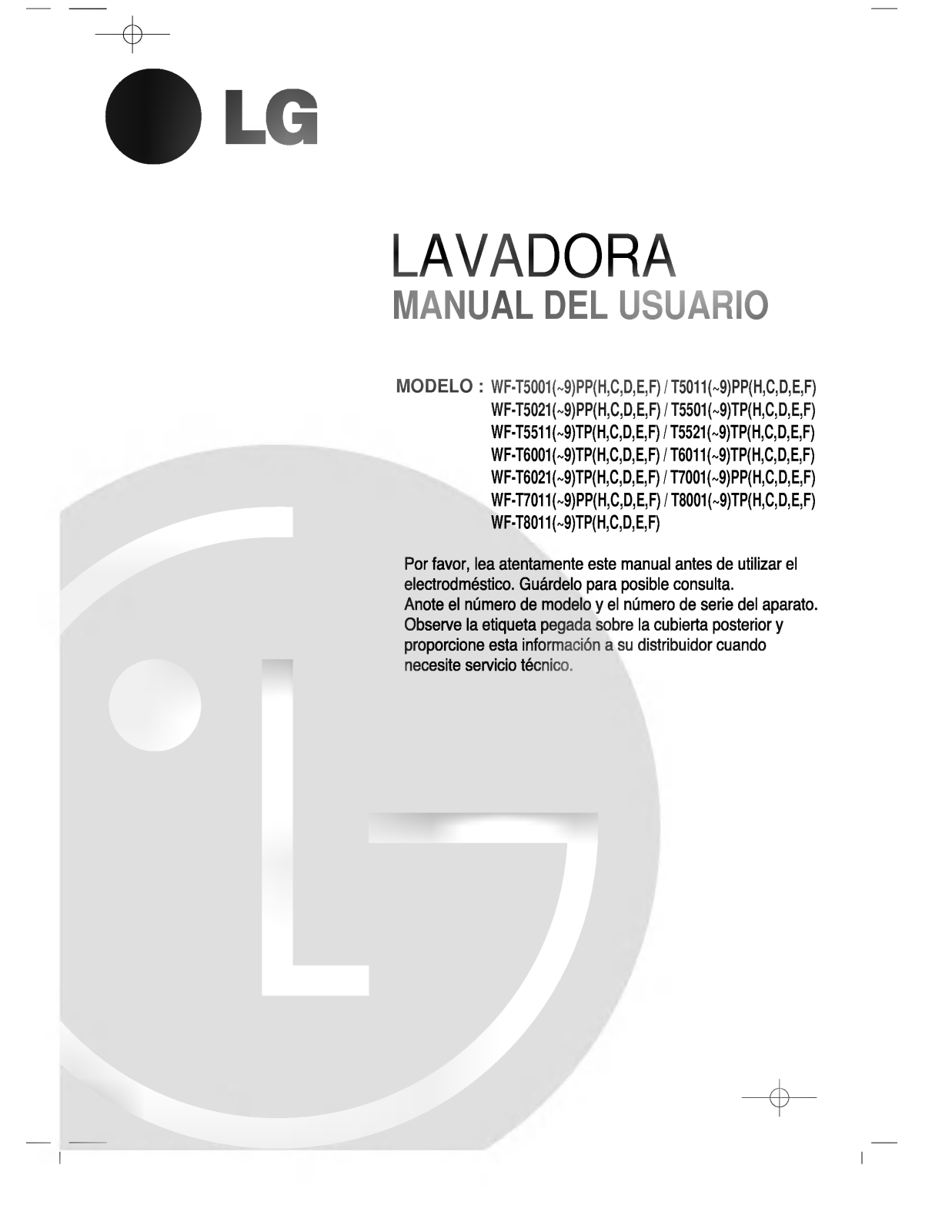 LG WF-T6005TP User Manual