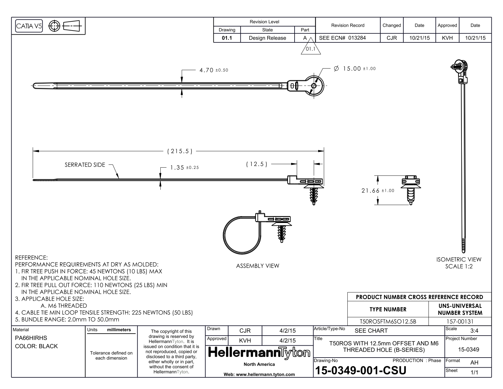 HellermannTyton T5OROSFTM6SO 12.5B Reference Drawing - ManualMachine.com