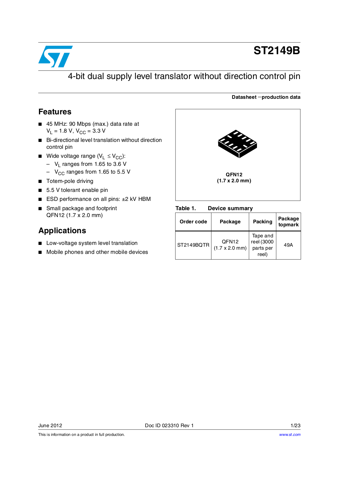 ST ST2149B User Manual