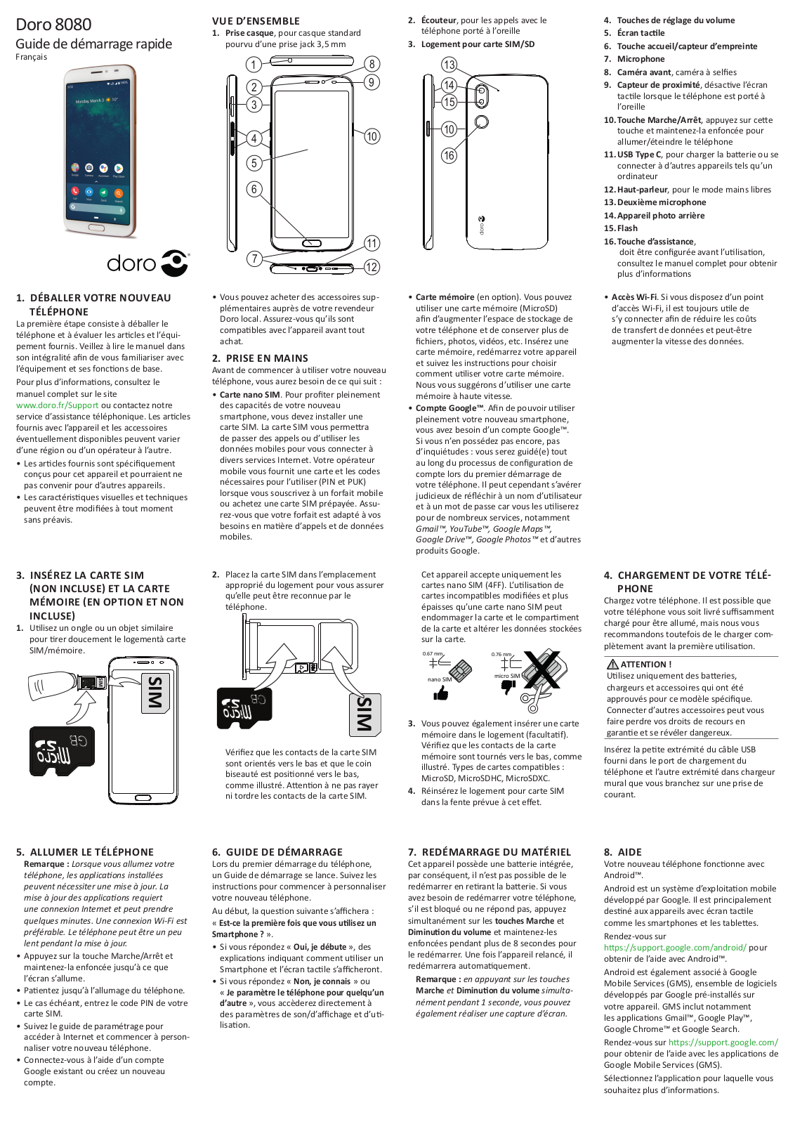 DORO 8080 Guide rapide